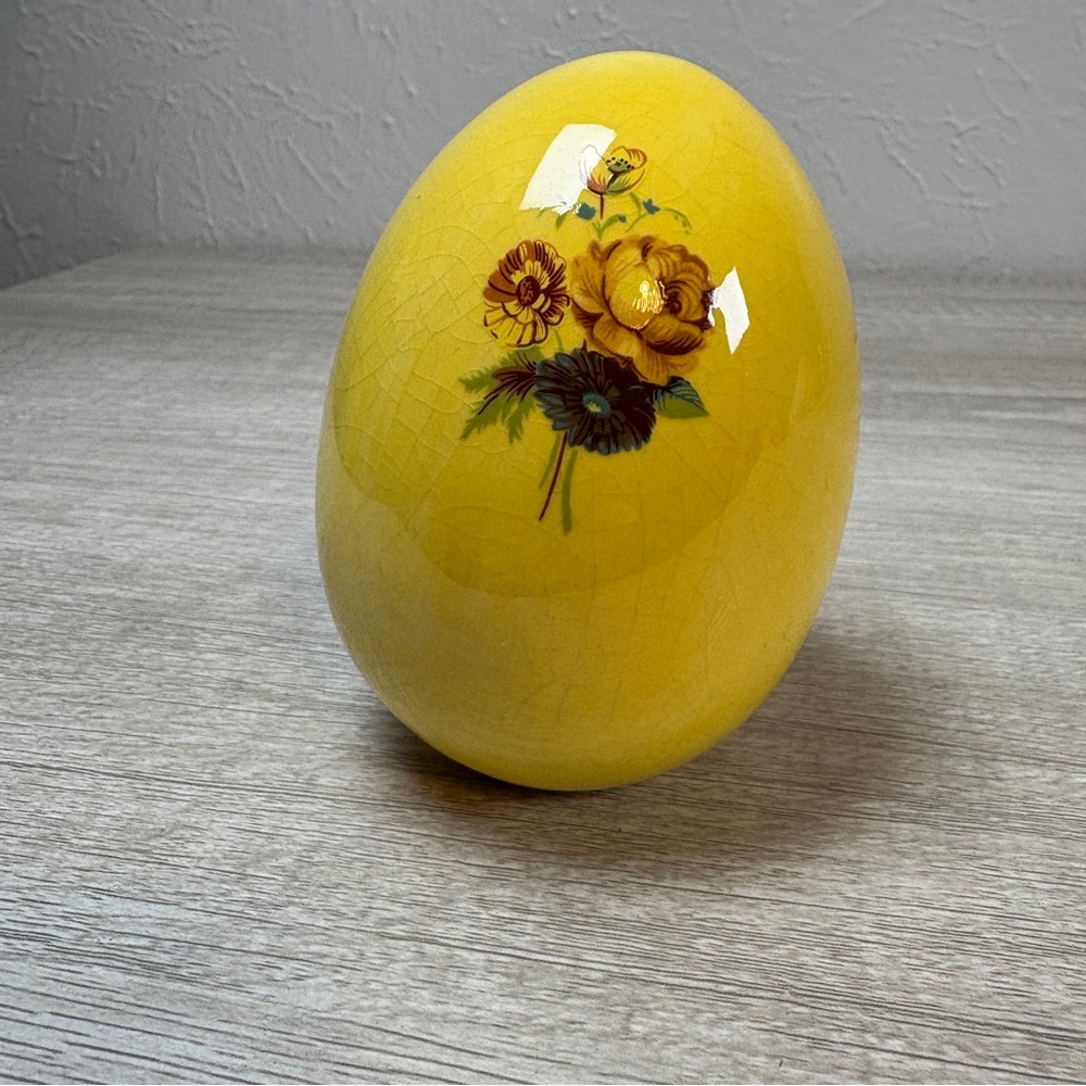 Yellow Decorative Egg with Floral Design